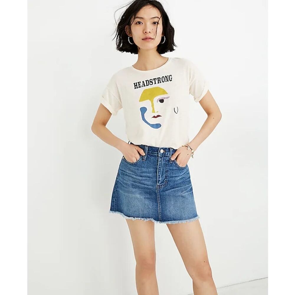 Madewell Rigid Denim A-line Denim Mini Skirt Size‎ 24 Preppy Casual Summer